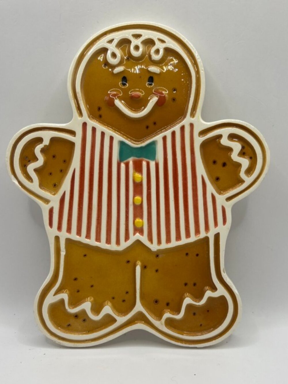 VTG GINGERBREAD MINT AVON JOLLY 'N SWEET CERAMIC TRIVET SPOON REST WALL HANG 8โ